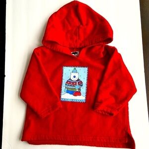 Mulberr Bush 24 Month Red Bear in Snow Hooded Sweatshirt